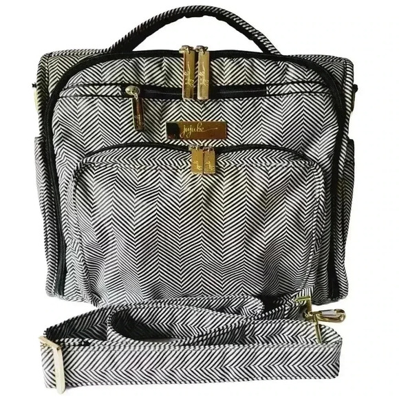 JuJuBe BFF Queen Of The Nile Diaper Bag Backpack Black/White Many Compartments - Picture 1 of 16